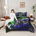 thumbnail image 4 of Manfei Motorcycle Motocross 2pcs Bedding Comforter Set,Honeycomb Grid Twin Comforter Sets,Blue Green Bedding Set,Super Cozy Sport Bedroom Decorative,Reversible, 4 of 8