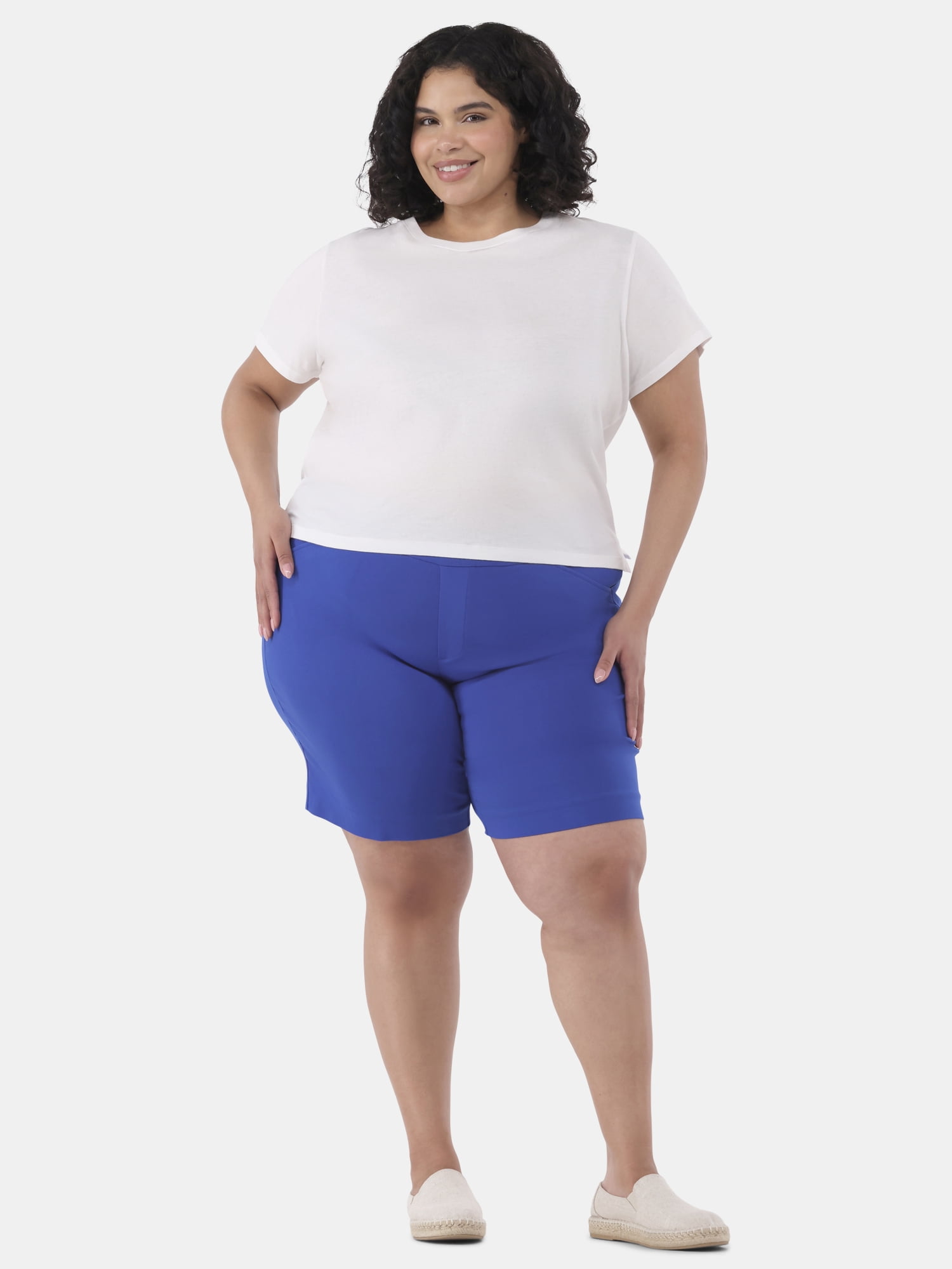 JMS Just My Size by Hanes Women's Plus Pull On Millennium Bermuda Shorts, 9" Inseam, Sizes 0X-4X