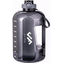 JFIT BPA Free Reusable Sports Water Bottle w/Time Markers, Leakproof Flip-Top Lid & Carry Strap – Durable PETG, 2.28" Wide-Mouth for Ice – Eco-Friendly, Odor-Free & Easy to Clean
