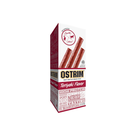 Ostrim Beef & Elk Snack Stick, Teriyaki, Pack of 10, 1.5 oz sticks