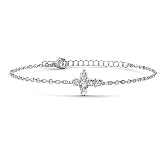 Cate & Chloe Zuri 18k White Gold Plated Cross Bracelet with Swarovski Crystals, Gift for Women