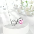 thumbnail image 6 of Juwaliy Infinity Heart Mother Necklace October Birthstone Tourmaline Pink Pendant 925 Sterling Silver Mother's Day Gift Idea Jewelry Christmas Birthday Gift for Women Grandma Mom, 6 of 11