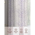 thumbnail image 5 of Purple Botanical Sheer Curtains 45 Inch Length 2 Panels Set, Farmhouse Spring Summer Branch Voile Window Treatment Rod Pocket Small Kitchen Curtains Drapes for Bedroom 52"x45"x2, 5 of 7