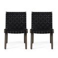 thumbnail image 4 of GDF Studio Ocilla Outdoor Acacia Wood and Rope Weave Lounge Chairs, Set of 2, Black and Gray, 4 of 9