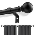 thumbnail image 1 of Barras de cortina para ventanas de 48-120", barra ajustable con finials metálicos, barra resistente de 1" de diámetro para deco moderna en recámara, cocina y sala de estar, 1 of 7