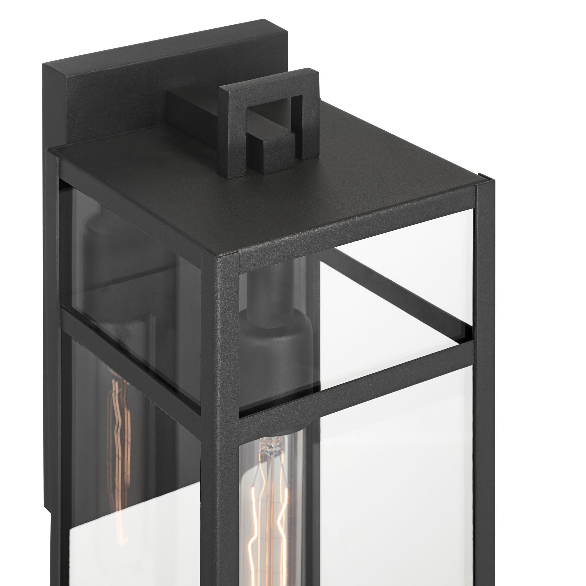 John Timberland San Lucas 18 3/4" High Modern Outdoor Wall Light Fixture Mount Porch House Set of 2 Sand Black Metal Glass Shade
