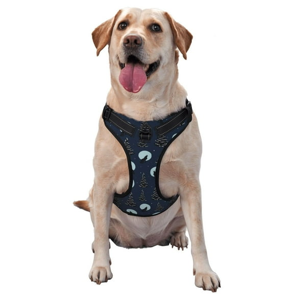 Vsdgher Night Forest Wolf Dog Harness, No-Pull Pet Harness, Dog Vest, Pet Vest for Small to Large Dogs-Small