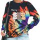 thumbnail image 2 of Camiseta suelta estampada a la moda para mujer, blusa de manga larga, cuello redondo, camisetas informales Pompotops FGAJ10170, 2 of 5
