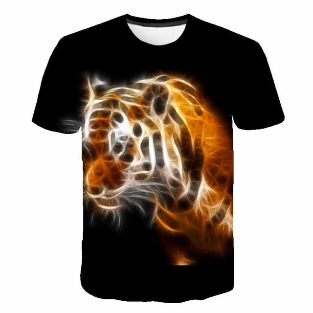 Camiseta de tigre para niños, camisetas geniales de animales para niños y niñas, camisetas de dibujos animados para niños y bebés, ropa 11T Gao Jinjia LED