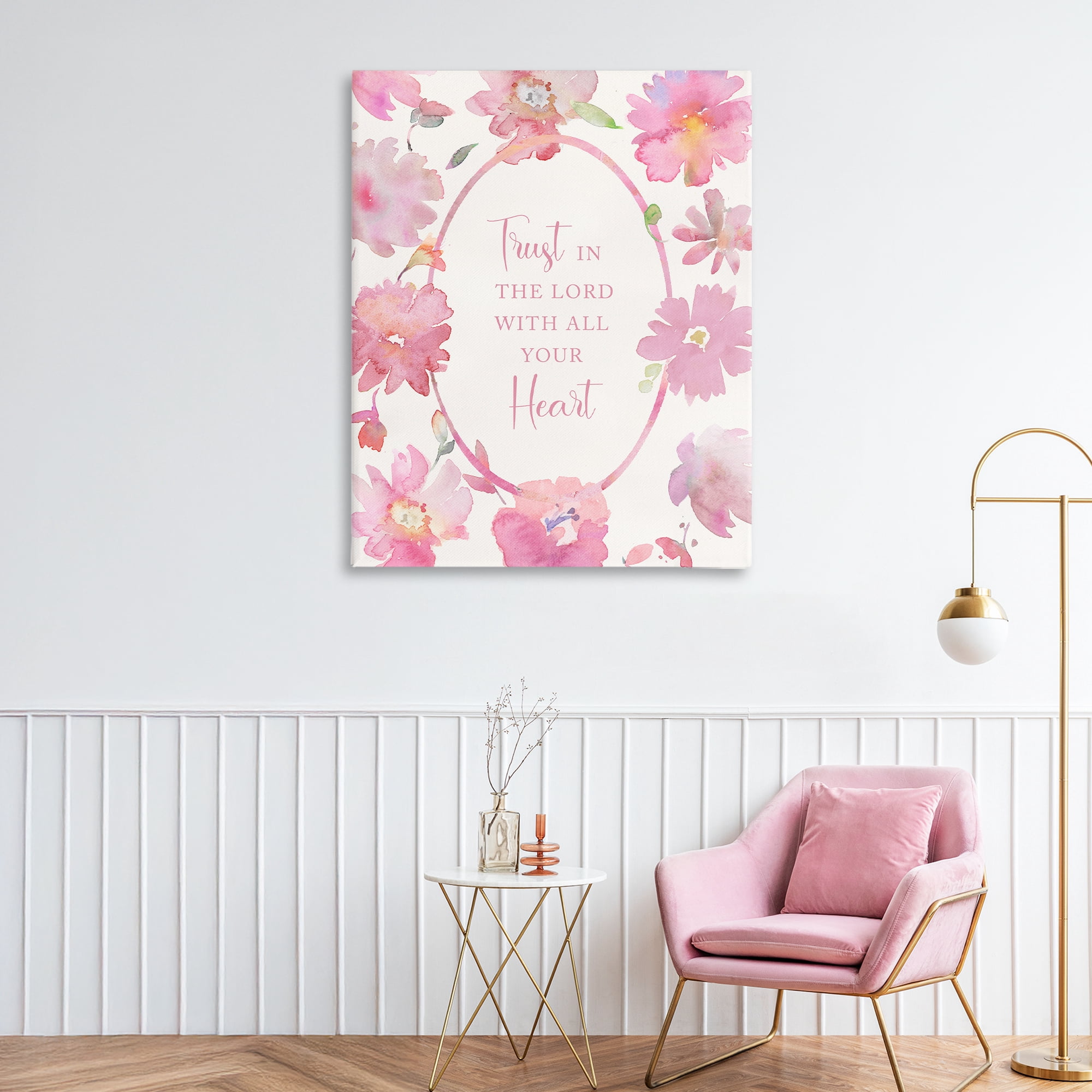 Stupell Industries Trust In The Lord Pink Blooms Canvas Wall Art, design by Theresa Heidel