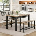 thumbnail image 2 of EDTara Space-Saving Farmhouse Dining Table Set for 4, 47" Modern Kitchen Table, Bench, Chairs, Storage Shelf, Sturdy Metal Frame, 2 of 9