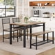 thumbnail image 1 of Yeshouse Juego de mesa y sillas de cocina rústico para 4 personas, mesa de 120 cm con banco, sillas, estante de almacenamiento y estructura de metal, ideal para comedor y apartamento, 1 of 9