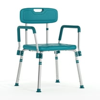 Flash Furniture HERCULES Series 300 Lb. Capacity Adjustable Teal Bath & Shower Chair with Quick Release Back & Arms