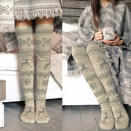 

uikmnh Over Stockings Christmas Women High Knit Knee Socks Long Thigh Socks