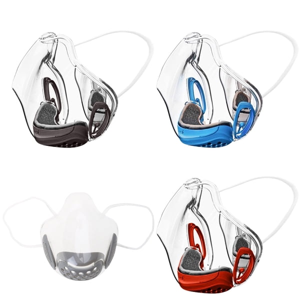 Filtered Transparent Dust Face Mask, Anti-Fog Clear Face Covering For Adults, Reusable Breathable Visible Shield With Soft Ear Band & Double Filter Vents