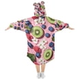 thumbnail image 2 of FORMRS Wearable Blanket Hoodie with Sleeves for Kids Cozy Flannel Sweatshirt, Pink Kiwi, 2 of 7