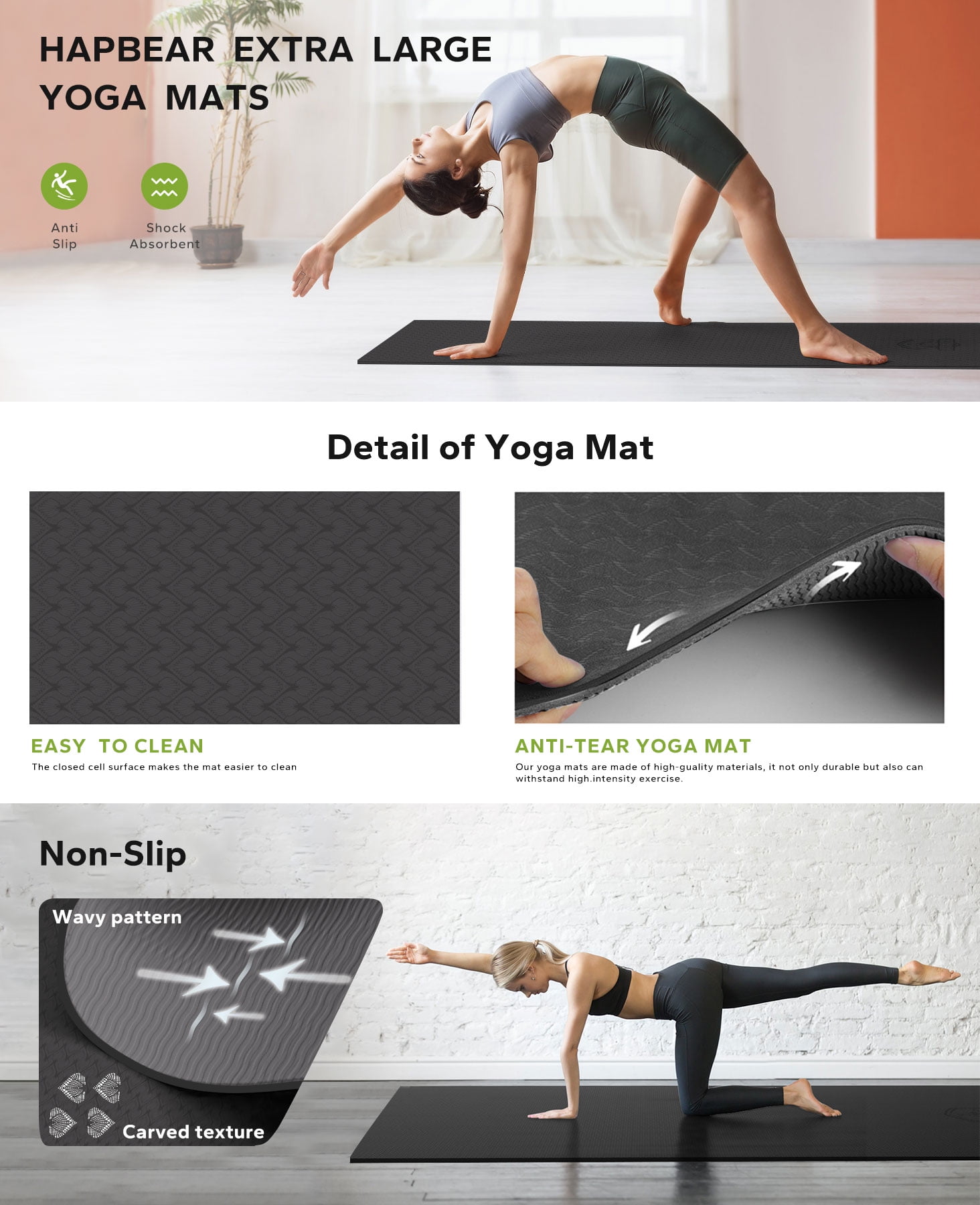 Extra Large Yoga Mat, 78x54 Inches, Thick & Durable Non-Slip Exercise Mat, Eco-Friendly TPE Foam Workout Mat for Home Gym, Yoga, Pilates, Stretching and Meditation