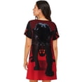 thumbnail image 3 of Horeoi Panther Red Background Print Women's Short-sleeved Nightdress Breathable Cotton-like Material Loose A-line Knee-length, 3 of 6