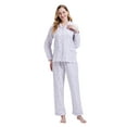 thumbnail image 3 of GLOBAL Women's Flannel Pajamas Set 100% Cotton PJs for Women Loungewear Long Sleeve Button Drawstring Waist Warm Sleepwear Purple Flower XXL, 3 of 7