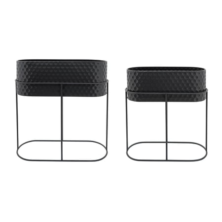 CoSoTower Metal, S/2 20/24" Oval Planters, Black