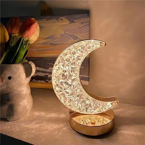 WE LED Moon LightCrystal Night Light, Decorative Star Lamp Office & Home Decor Rechargeable Night Light with Touch Control and USB