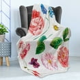 thumbnail image 4 of Floral Soft Flannel Fleece Throw Blanket, Bouquet Set with Rose Daisy Petals and Branches Shabby Form Vintage Picture, Cozy Plush for Indoor and Outdoor Use, 50" x 60", Pink and Green, by Ambesonne, 4 of 5