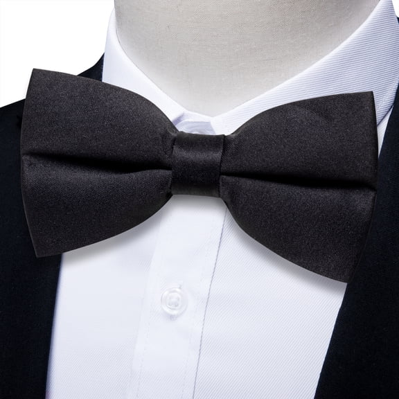 Black Bow Ties for Men Pretied Bowties Solid Color Classic Satin Bow Tie Formal Business Tuxedo Adjustable Bowtie Wedding Party