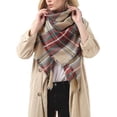 thumbnail image 2 of Bufanda de otoño e invierno para mujer, bufanda clásica a cuadros con borla, manta gruesa cálida y suave, chal envuelto, 2 of 5