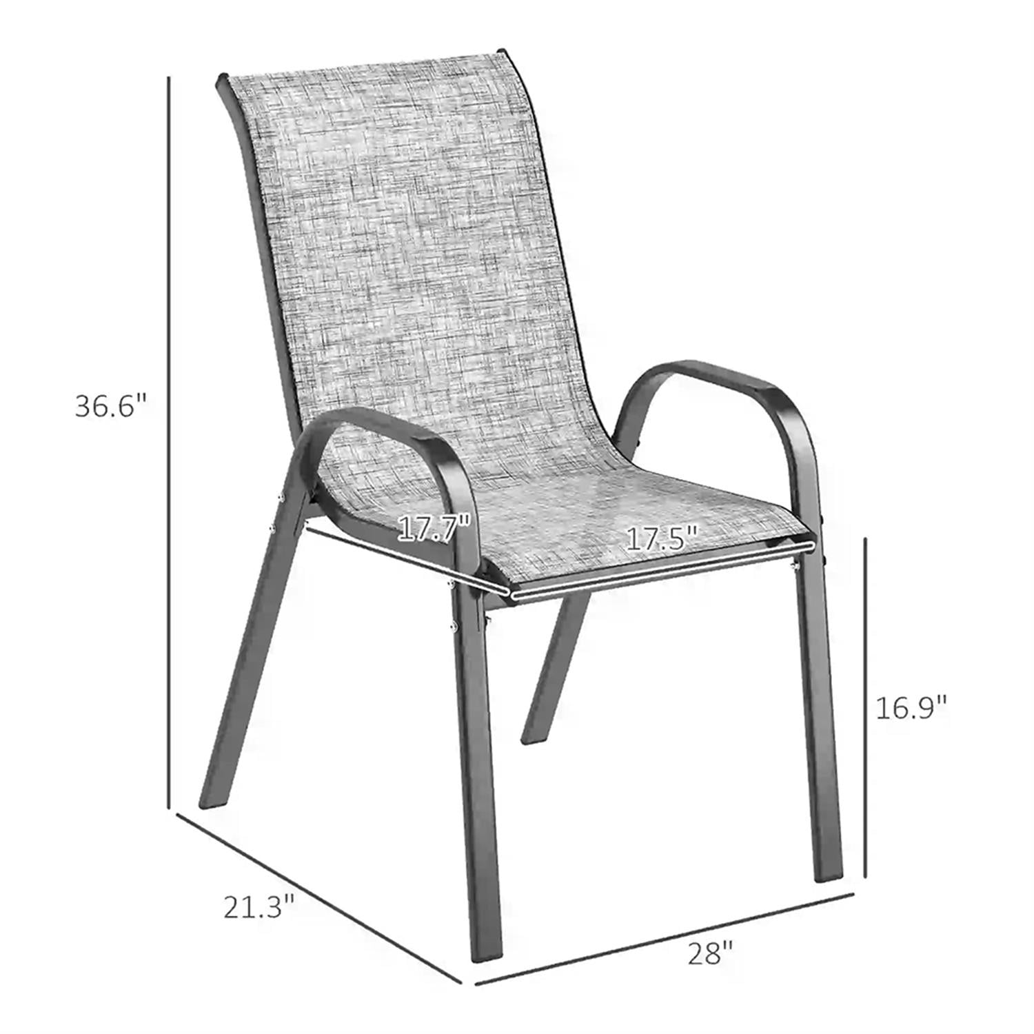 Demi Bonn Outdoor Dining Chairs Set of 4, Stackable Patio Chair with High Back, Breathable Mesh Seat for Garden, Backyard, Deck, Porch, Lawn, Gray
