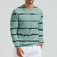 thumbnail image 2 of Penkiiy Men's Waffle Stripe Print Hoodless Sweatshirt Long Sleeve Fashion Gym Athletic Hoodless Plaid Jacquard Pullover with Pocket XL Green, 2 of 4