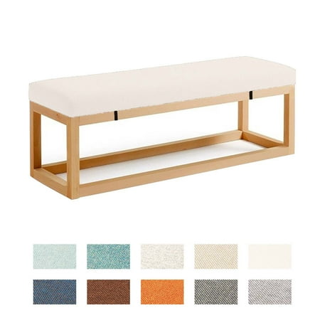 

Bench Cushions Long Chair Seat Pad With Buckles Zipper Sofa Linen Pillow Non-slip Detachable Garden Bench Sofa Swing Patio Bay Window Shoe Box Dining Room Cushion-170x35x8cm(67x14x3in)-rice yellow 8