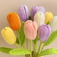 thumbnail image 4 of 2 tulipanes individuales tejidos a mano, regalo romántico de San Valentín para esposa, flores de tulipán para entrega el día de la madre, 4 of 6
