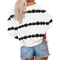 thumbnail image 4 of S-5XL Womens Loose T-Shirts Tops Tie Dyeing Long Sleeve Loose Sweatshirts Striped Gradient Crew Neck Casual Tops Pullover Juniors T-Shirts Autumn Winter Outfits Womens Plus Sweatshirts, 4 of 4