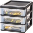 thumbnail image 4 of IRIS USA Compact 3 Drawer Plastic Desktop Storage Organizer, Black (2 Pack), 4 of 10