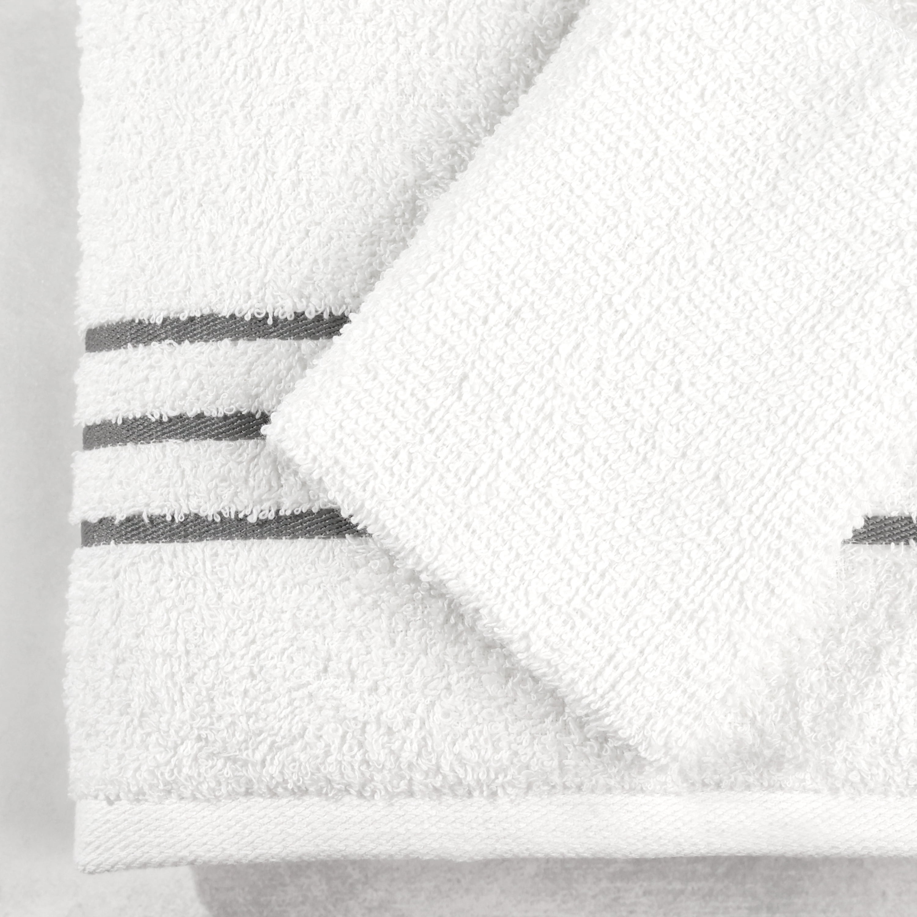 Mainstays Soft & Plush Touch 14 Piece Cotton-Recycled Polyester Bath Towel Set, White