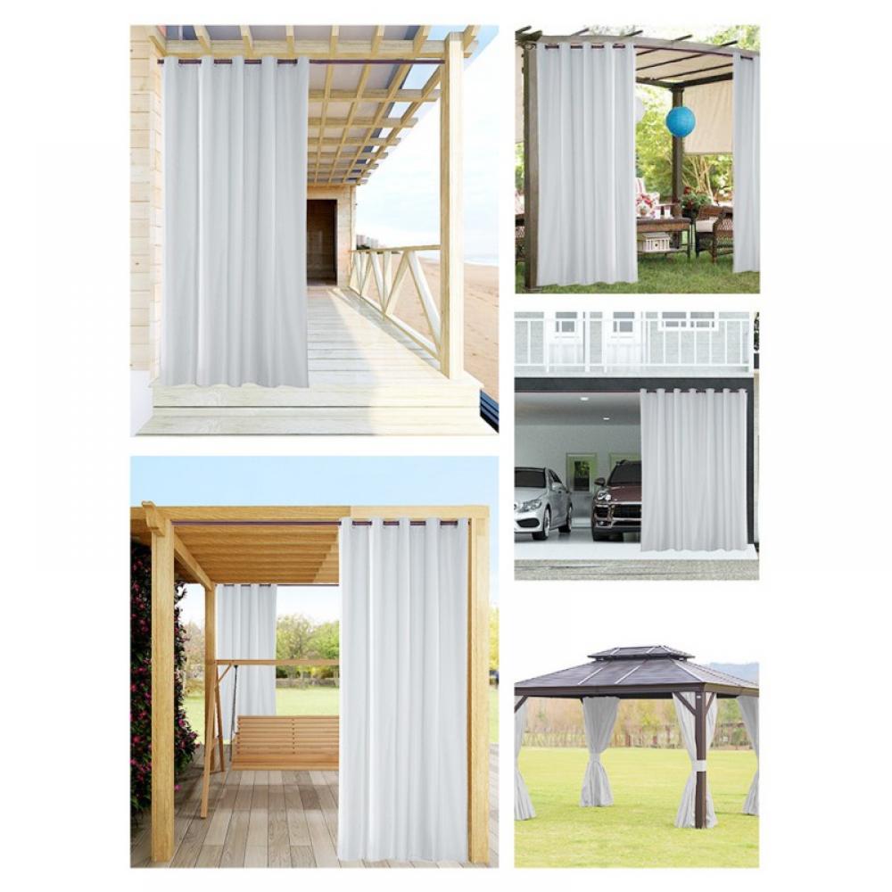 Summark Home 54*96"Outdoor Curtains Plus Long Porch Curtains Outdoor Waterproof Drape For Gazebo Cabana Lounge Pergola Deck, 1 Panel, White - image 4 of 10