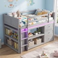 thumbnail image 5 of Costway Twin Size Loft Bed with LED Lights Underbed Space Drawers Shelves Ladder Gray, 5 of 10