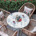 thumbnail image 3 of Round Tablecloth Light Blue Gray Coastal Elastic Edge Fitted Ocean Animals Pattern Plastic Table Cover,Waterproof Oil Proof for Dinner,Outdoor, Picnic, 55"- 60" DIA Tables, 3 of 9
