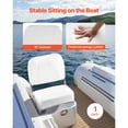 thumbnail image 2 of Boat Seat, Low Backrest, Folding Fishing Boat Seat with Thickened Sponge Cushion & Waterproof PVC Leather, Aluminum Alloy Hinges, Flip Up Boat Seat for Fishing Boats, Yachts, Ships, White, 2 of 10