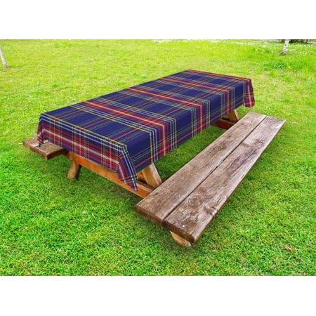 Country Plaid Tablecloths Plaid Outdoor Tablecloth, Old Fashioned Scottish Tartan Country Style with Geometric Look Abstract Arrangement, Decorative Washable Fabric Picnic Table Cloth, 58 X 84 Inches,Multicolor, by Ambesonne ()