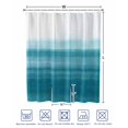 thumbnail image 4 of Split Shower Curtain for Transfer Bench, Turquoise White Ombre Fabric Shower Curtains for Bathroom, Modern Country Abstract Stripes Tub Sliding Transfer Bench Waterproof Bath Curtains 72"x96", 4 of 9