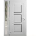 thumbnail image 3 of Front Exterior Prehung Metal-Plastic Door Frosted Glass | Manux 8661 White Silk | Side Sidelite Transom | Office Commercial and Residential Doors Entrance Patio Garage 48 x 80 (W36+12x80) Right-hand, 3 of 5