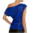 thumbnail image 6 of WCMZJ One Shoulder Sequin Sparkly Tops for Women Ruched Asymmetrical Glitter Tops Slimming Sparkle Party Shirts for Women, 6 of 6