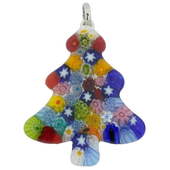 GlassOfVenice Murano Glass Millefiori Christmas Tree Pendant - Multicolor