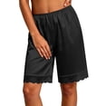 thumbnail image 2 of Women Culotte Shorts Lace Satin Bloomer Pettipants | Half Under Dresses Elastic Waist Lace Hem Short Bloomers Pants Silk Liner Culottes Pantaloons for Under Skirt, 2 of 8