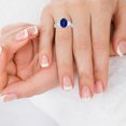 thumbnail image 2 of GemsNY September Birthstone - Three Stone Oval Untreated Blue Sapphire Ring with Prong and Channel Set Round Side Diamonds For Women (Grade - AAAAA | 2.15cttw), 2 of 4