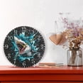 thumbnail image 2 of 10" Artistic Round Wall Decorative Desk Clock Wall Clock Home Decor Aggressive Blue Shark, 2 of 6