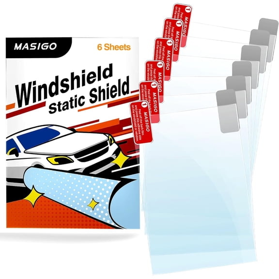 Windshield Sticker Applicator – 6 Pack, 4 x Inch Heat-Resistant PET Film with Static Cling for Easy Car Decal Application, Removal, and Re-Application