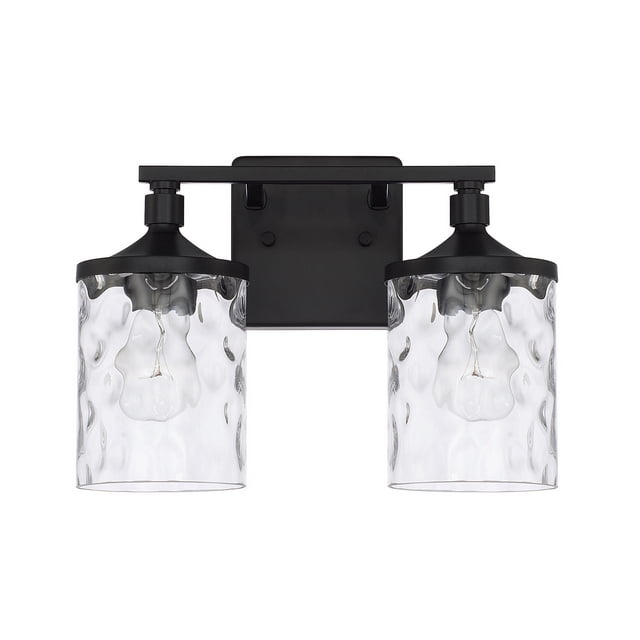 Capital Lighting 128821MB-451 Homeplace/Colton - Two Light Bath Vanity, Matte Black Finish with Clear Water Glass