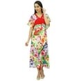 thumbnail image 3 of Bimba Womens Floral Rayon Kaftan Long Maxi Caftan Dress Night Wear Coverup, 3 of 8